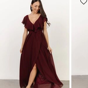 Baltic Born Katya Ruffle Wrap Maxi Dress in Mulberry